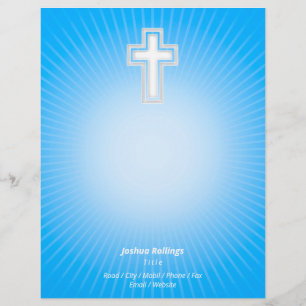 Prospectus 21,6 Cm X 24,94 Cm Christian Cross on glowing blue background