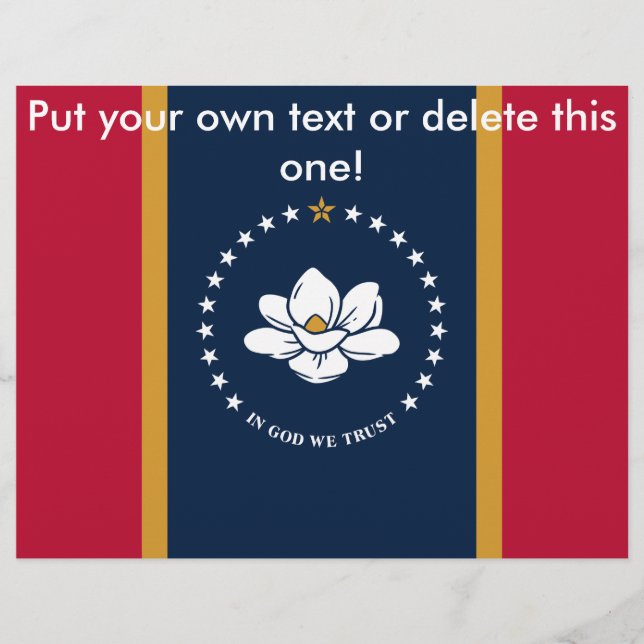 Prospectus 21,6 Cm X 24,94 Cm Circulaire avec drapeau de l'État du Mississippi,  (Devant)