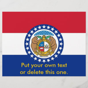 Prospectus 21,6 Cm X 24,94 Cm Circulaire avec drapeau du Missouri, États-Unis.