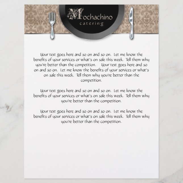 Prospectus 21,6 Cm X 24,94 Cm Circulaire Couverts Couverts Beige Damask (Devant)