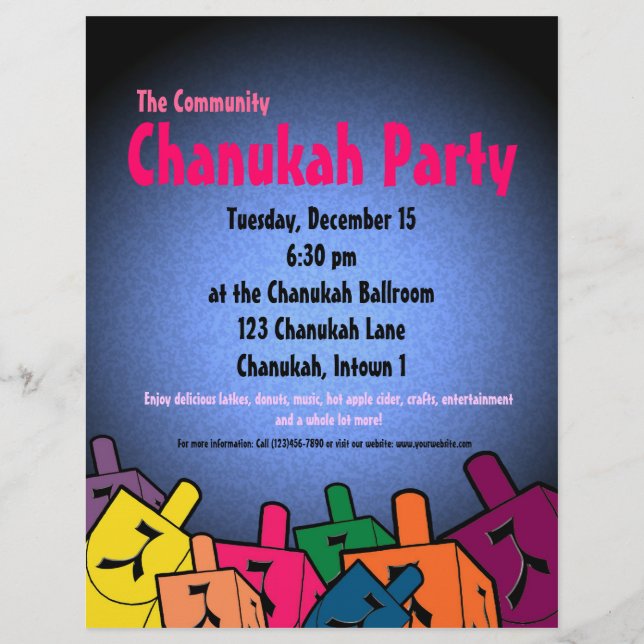 Prospectus 21,6 Cm X 24,94 Cm Circulaire du parti Chanukah (Devant)