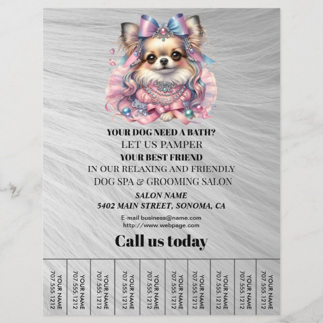 Prospectus 21,6 Cm X 24,94 Cm Circulaire personnalisée de toilettage de chiens (Devant)