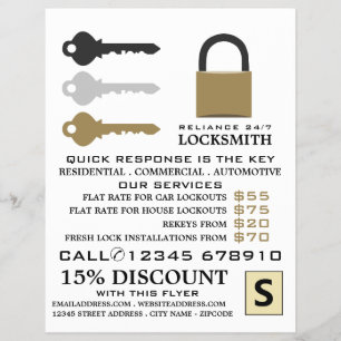 Prospectus 21,6 Cm X 24,94 Cm Clés & Cadenas, Flyer Publicitaire de Serrurier