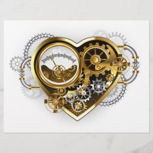 Prospectus 21,6 Cm X 24,94 Cm Cœur Steampunk avec un manomètre