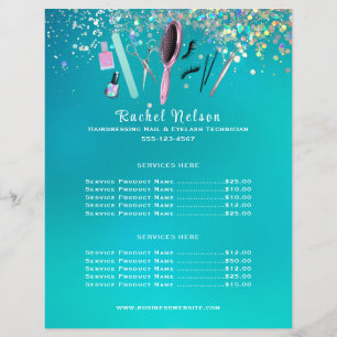Prospectus 21,6 Cm X 24,94 Cm Coiffeur Nail Salon Service Sparkler Business