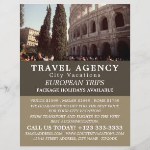 Prospectus 21,6 Cm X 24,94 Cm Colisée Romaine, Agence de Voyage Advert Flyer