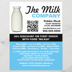 Prospectus 21,6 Cm X 24,94 Cm Conception de la bouteille de lait, livraison Milk