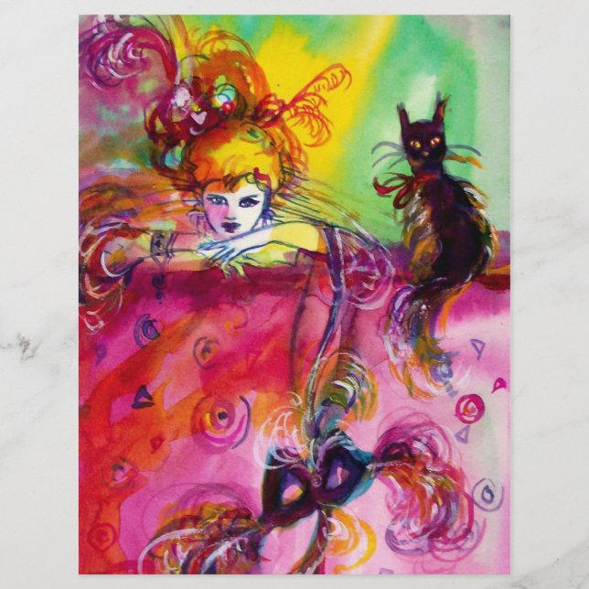 PROSPECTUS 21,6 CM X 24,94 CM DAME AVEC CHAT NOIR (Devant)