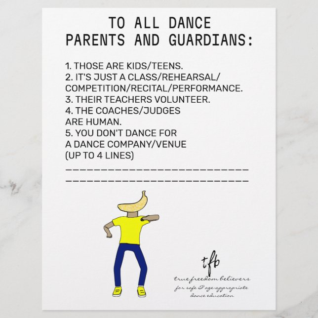 Prospectus 21,6 Cm X 24,94 Cm Danse Parent Rappel Banana Lime Flyer (Devant)