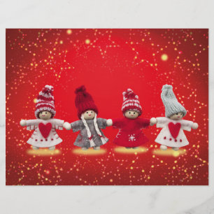 Prospectus 21,6 Cm X 24,94 Cm Décorations de Noël sur un fond rouge
