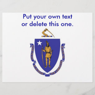 Prospectus 21,6 Cm X 24,94 Cm Dépliant avec drapeau du Massachusetts, États-Unis