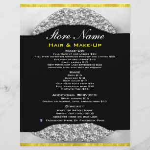 Prospectus 21,6 Cm X 24,94 Cm Dépliant de liste de services de salon de beauté D