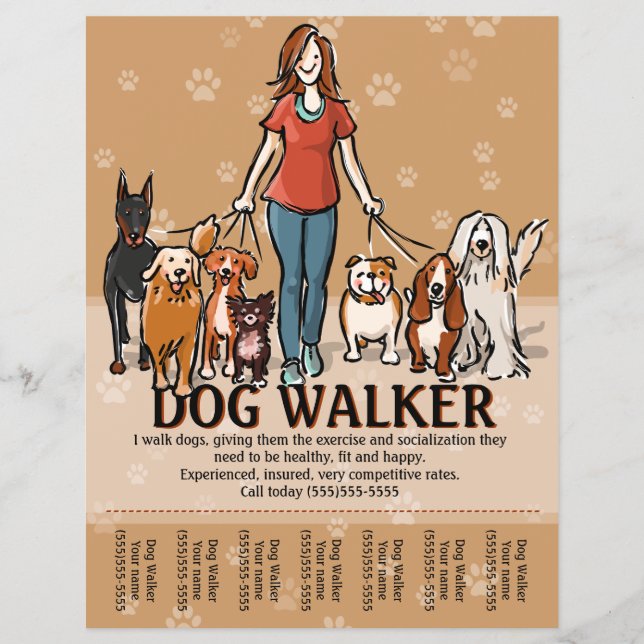 Prospectus 21,6 Cm X 24,94 Cm Dog Walker. Le chien marche. Modèle publicitaire (Devant)