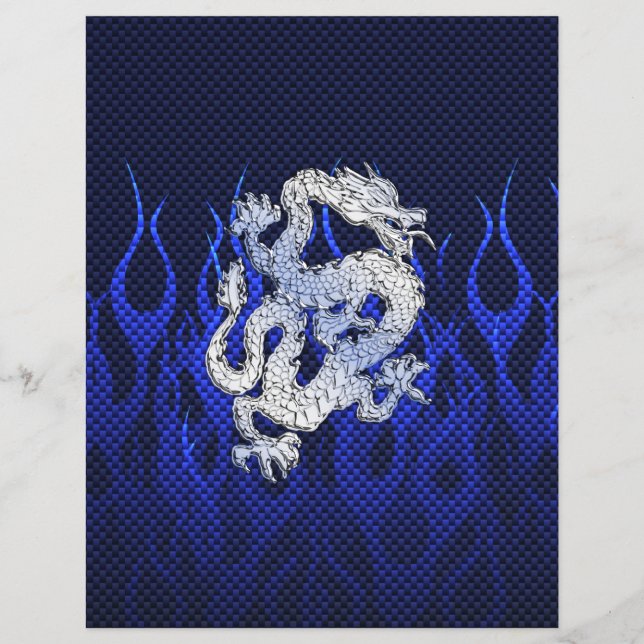 Prospectus 21,6 Cm X 24,94 Cm Dragon Bleu dans Chrome Styles de fibre de carbone (Devant)