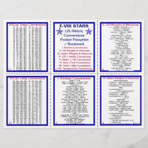Prospectus 21,6 Cm X 24,94 Cm E-8** Brochure sur les conversions américaines/mét