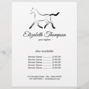 Prospectus 21,6 Cm X 24,94 Cm Élégant cheval en couleur noire