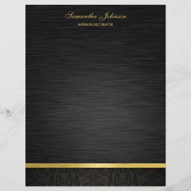 Prospectus 21,6 Cm X 24,94 Cm Élégant noir et or (Devant)