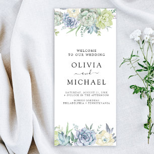 Prospectus 21,6 Cm X 24,94 Cm Élégant programme de mariage de verdure Succulent 