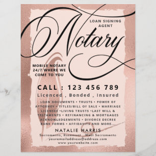 Prospectus 21,6 Cm X 24,94 Cm Elégant Rose Gold Notaire Agent Flyer