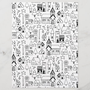 Prospectus 21,6 Cm X 24,94 Cm Enfants Village de Noël Whimsical Noir & Blanc Inv