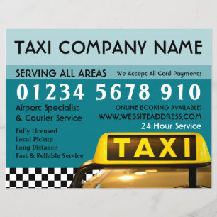 Prospectus 21,6 Cm X 24,94 Cm Enseigne de taxi avec liste de prix publicitaires