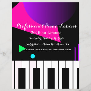 Prospectus 21,6 Cm X 24,94 Cm Enseignement de piano Néon Instructeur de clavier 