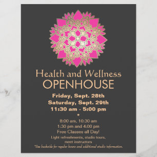 Prospectus 21,6 Cm X 24,94 Cm Faux Gold Leaf Pink Lotus Healing Arts Flyer
