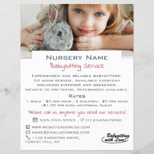 Prospectus 21,6 Cm X 24,94 Cm Fille et lapin, baby-sitter, garderie, nourricier