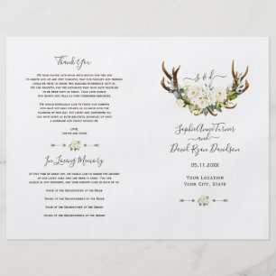 Prospectus 21,6 Cm X 24,94 Cm Fleurs de crème blanche Antlers Programme de maria