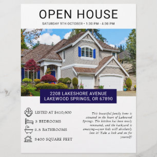 Prospectus 21,6 Cm X 24,94 Cm Flyer de maison ouverte de biens immobiliers minim
