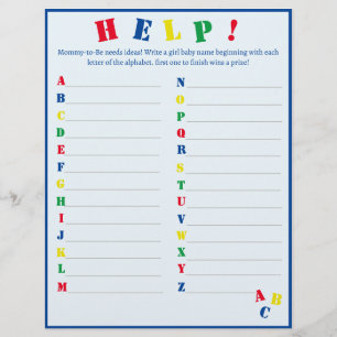Prospectus 21,6 Cm X 24,94 Cm Flyer du jeu de nom de bébé ABC