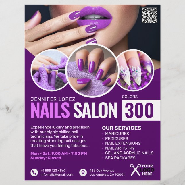 Prospectus 21,6 Cm X 24,94 Cm Flyer du salon à ongles violets (Devant)