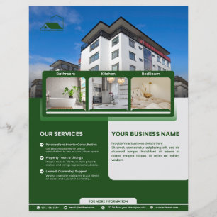 Prospectus 21,6 Cm X 24,94 Cm Flyer Vert Élégant Pour Agents Immobiliers
