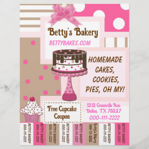 Prospectus 21,6 Cm X 24,94 Cm Flyer Whimsical Bakery avec étiquettes