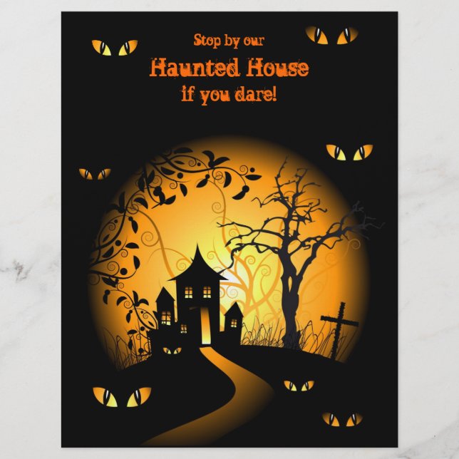 Prospectus 21,6 Cm X 24,94 Cm Flyers Haunted House Halloween (Devant)