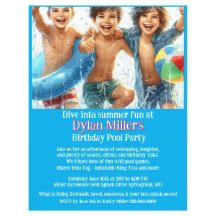 Garçons Anniversaire Pool Party Invitation Flyer
