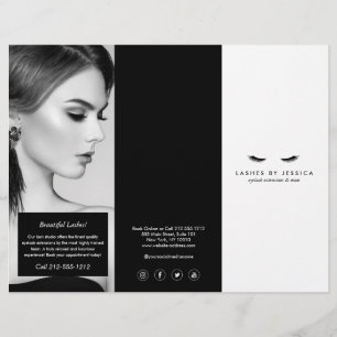 Prospectus 21,6 Cm X 24,94 Cm Glam Eyelashes Extensions Salon Tri-Fold Brochure