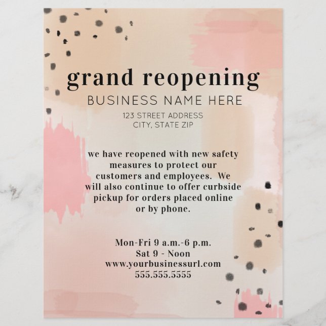 Prospectus 21,6 Cm X 24,94 Cm Grande réouverture Business Blush Pink Abstrait (Devant)