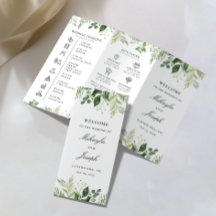 Greenery01 Triplé Programme de mariage Circulaire