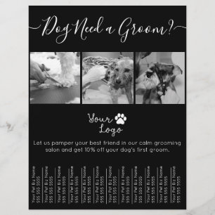 Prospectus 21,6 Cm X 24,94 Cm Grooming minimaliste noir et blanc pour chien Ajou