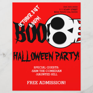 Prospectus 21,6 Cm X 24,94 Cm Halloween Boo Skull Party Faire-part Flyer