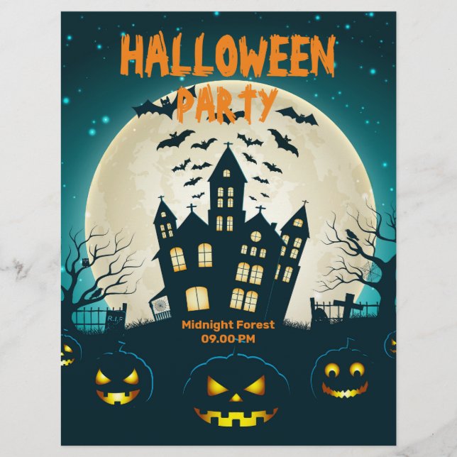 Prospectus 21,6 Cm X 24,94 Cm Halloween modifiable, soirée costumée Halloween (Devant)