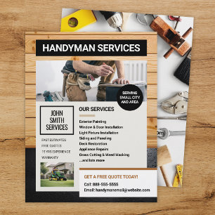 Prospectus 21,6 Cm X 24,94 Cm Handyman Carpenter Accueil Rénovations Services Ci