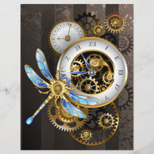 Prospectus 21,6 Cm X 24,94 Cm Horloge à vapeur avec libellule mécanique