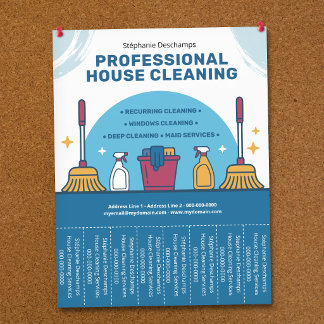 Prospectus 21,6 Cm X 24,94 Cm House Cleaning Flyer with Tear-Off Tabs