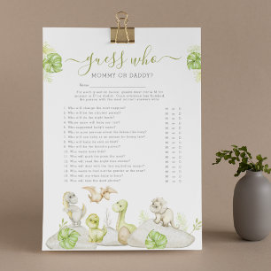 Prospectus 21,6 Cm X 24,94 Cm Jeu de Baby Shower "Devine qui" sur les dinosaures
