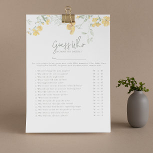 Prospectus 21,6 Cm X 24,94 Cm Jeu de baby shower élégant et floral jaune 'Devine