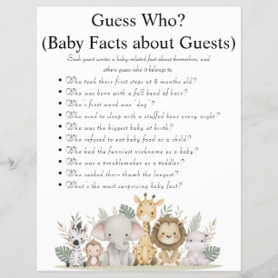 Prospectus 21,6 Cm X 24,94 Cm Jeux de Baby shower Jungle Safari