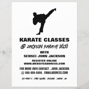 Prospectus 21,6 Cm X 24,94 Cm Karate Silhouette, Karate Class Publicité