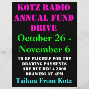 Prospectus 21,6 Cm X 24,94 Cm KOTZ RADIO ANNUAL FUND DRIVE, 2009, 26 octobre...